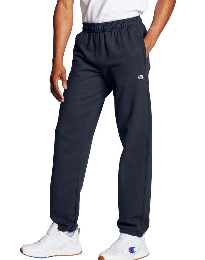 Champion Mens Pants NZ - Powerblend Fleece Relaxed Bottom Navy ( 0156-XWECN )